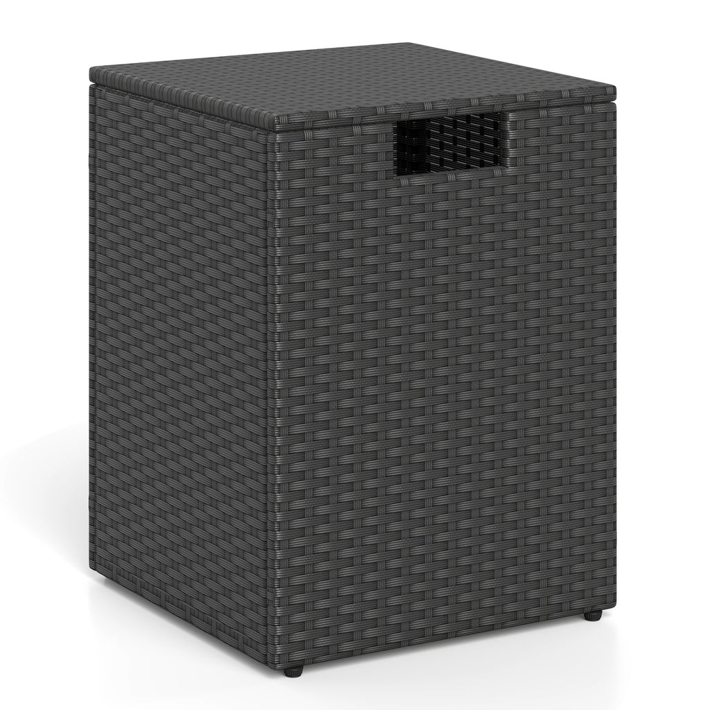Rattan Propane Tank Cover Side Table - Black