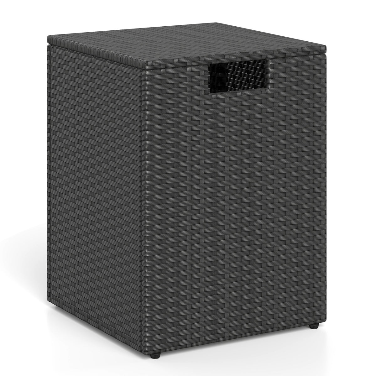 Rattan Propane Tank Cover Side Table - Black