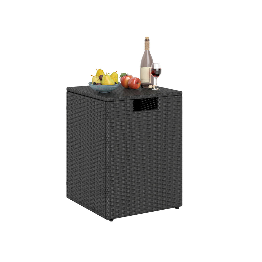 Rattan Propane Tank Cover Side Table - Black