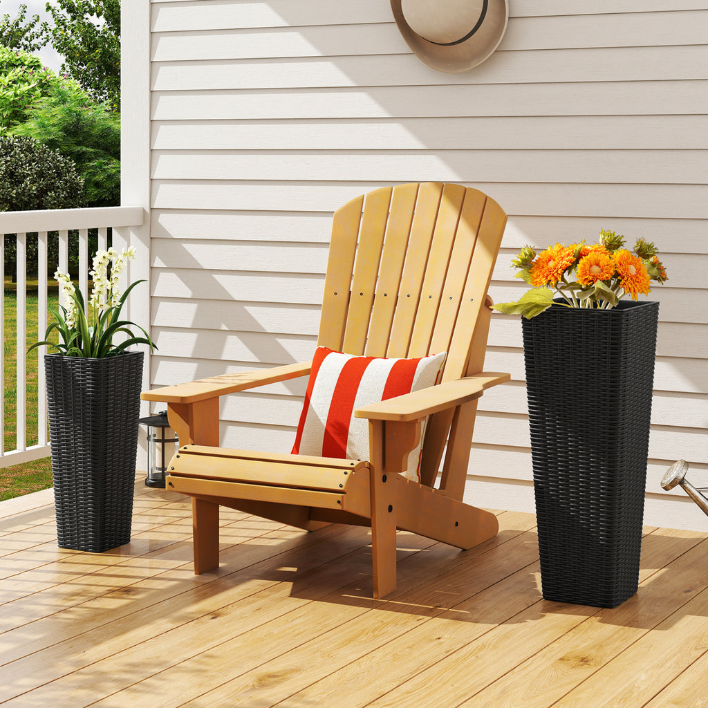 Costway Black Rattan Tall Planter Set of 2 Outdoor Large Tapered Plant Pots
