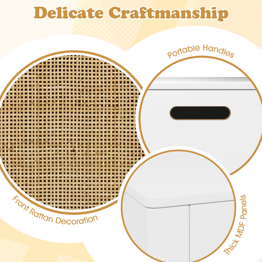Kids Rattan Toy Storage Box with Flip Top Lid & Safety Hinge - White, Variation of THIS listing