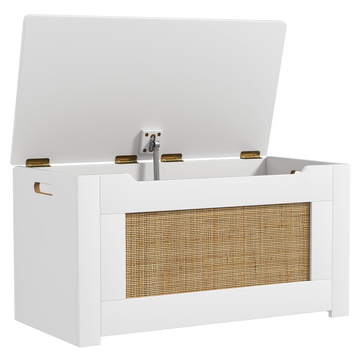 Kids Rattan Toy Storage Box with Flip Top Lid & Safety Hinge - White, Variation of THIS listing