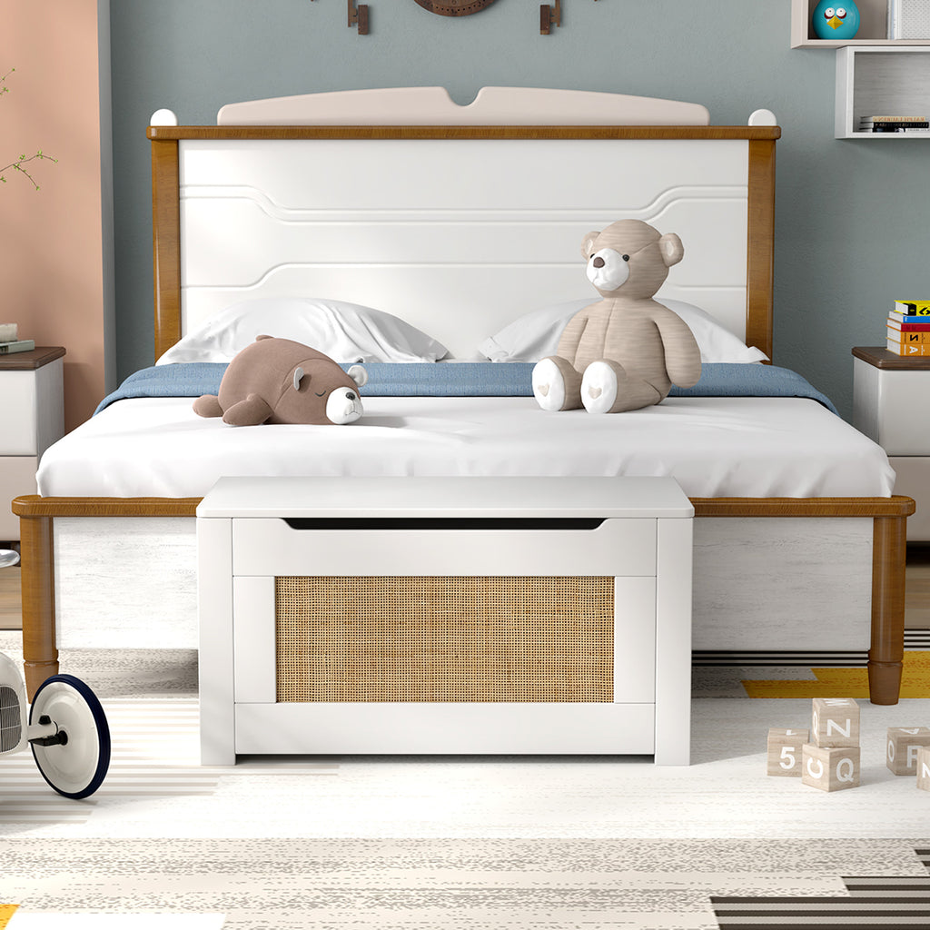 Kids Rattan Toy Storage Box with Flip Top Lid & Safety Hinge - White, Variation of THIS listing