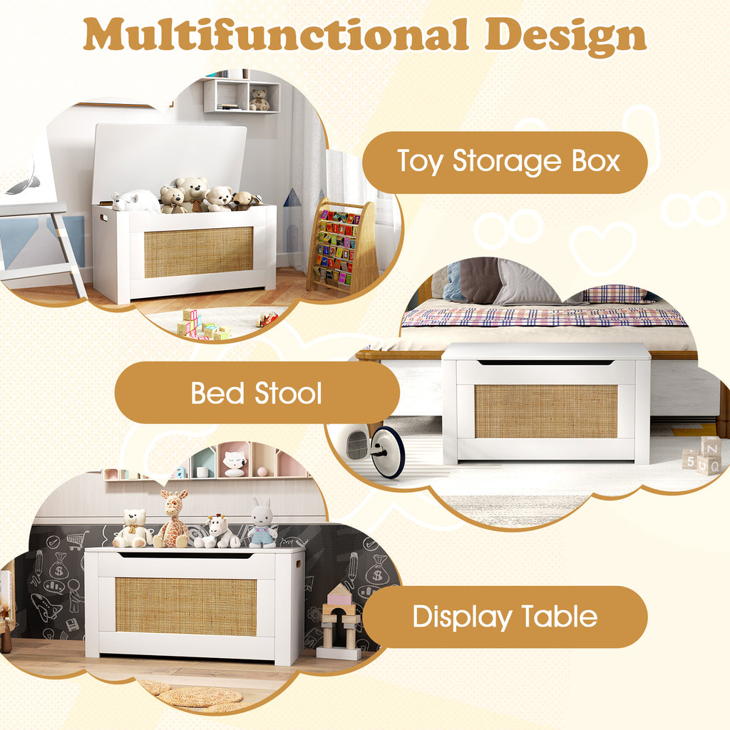Kids Rattan Toy Storage Box with Flip Top Lid & Safety Hinge - White, Variation of THIS listing