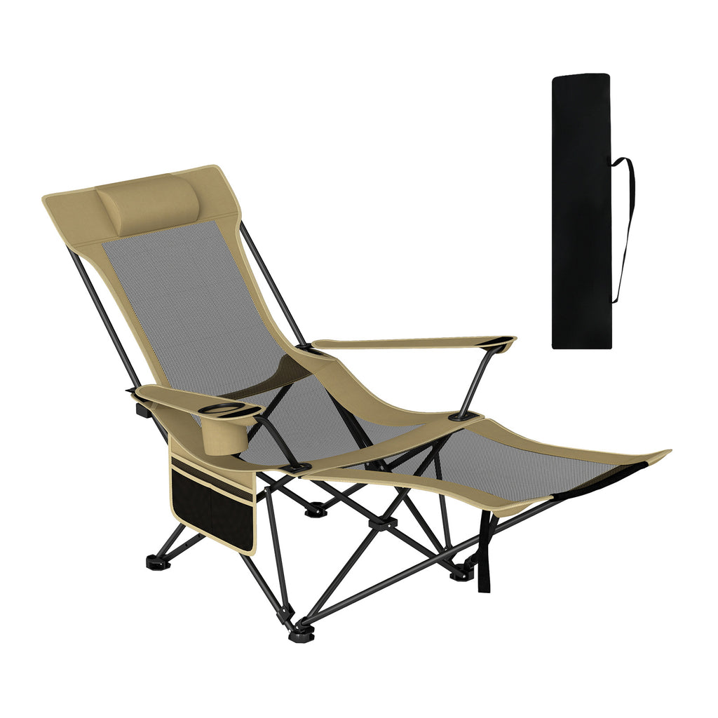 Reclining Camping Chair with Removable Footrest and Adjustable
