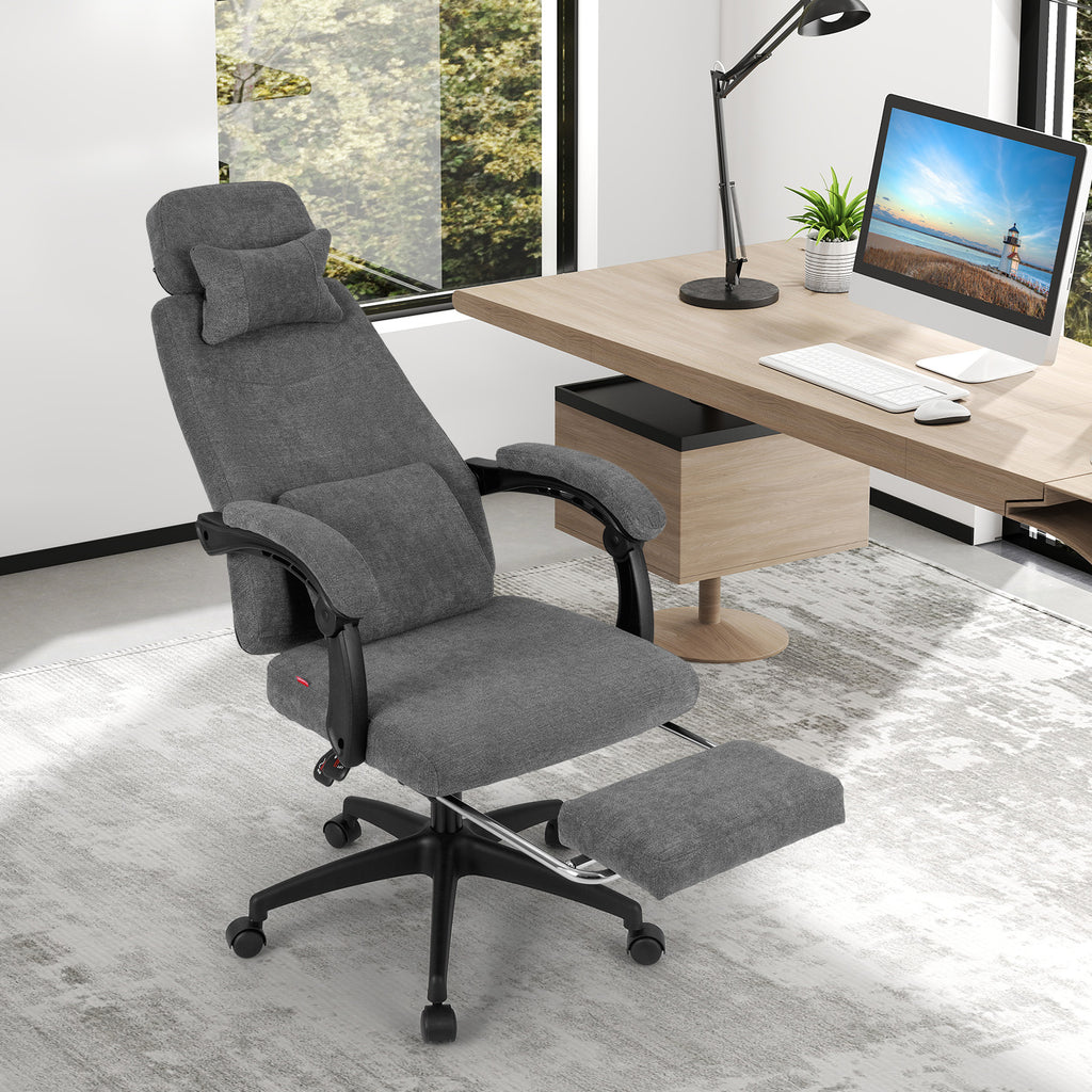 Reclining Office Chair Chenille Fabric Gray