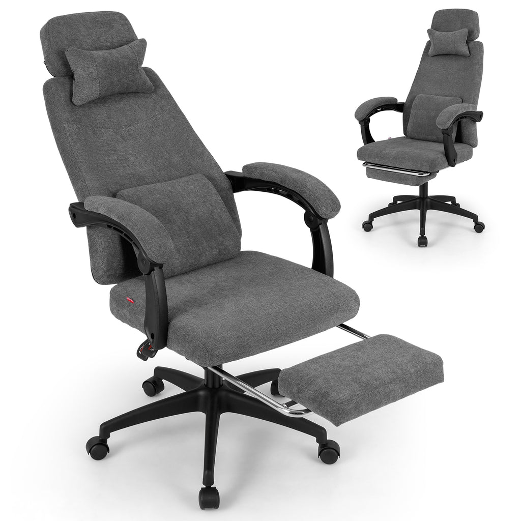 Reclining Office Chair Chenille Fabric Gray