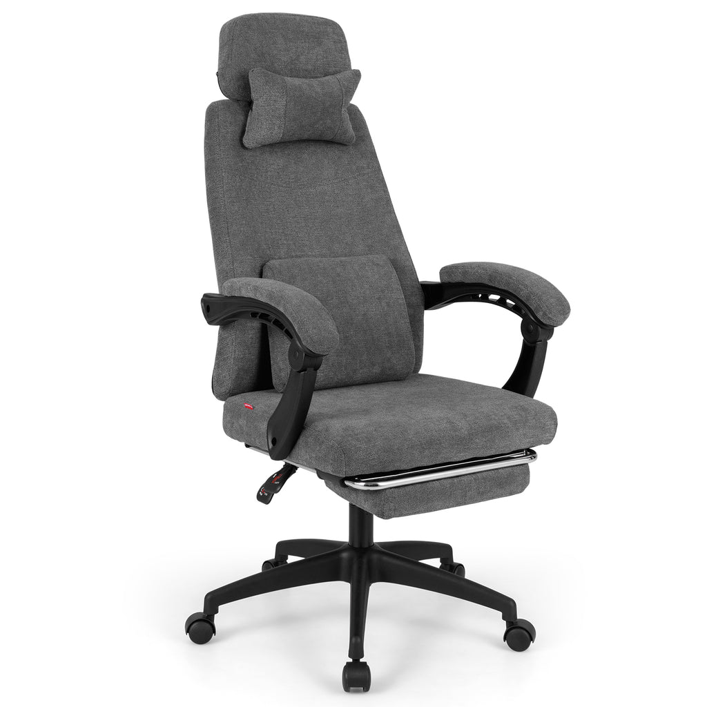 Reclining Office Chair Chenille Fabric Gray