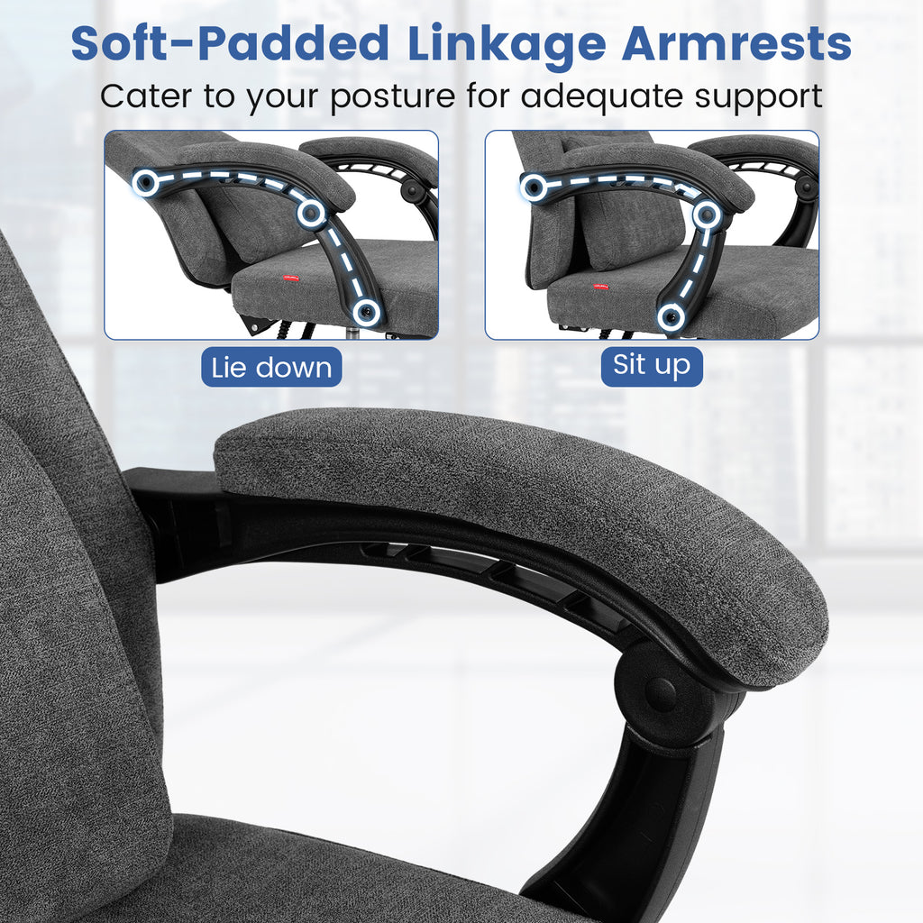 Reclining Office Chair Chenille Fabric Gray