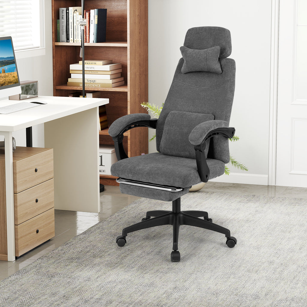 Reclining Office Chair Chenille Fabric Gray