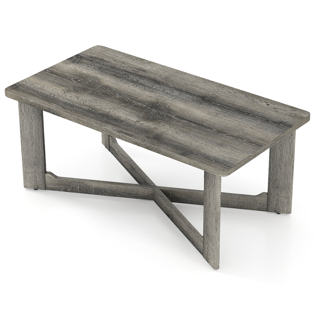 Rectangle Coffee Table with X-Shaped Base - Gray
