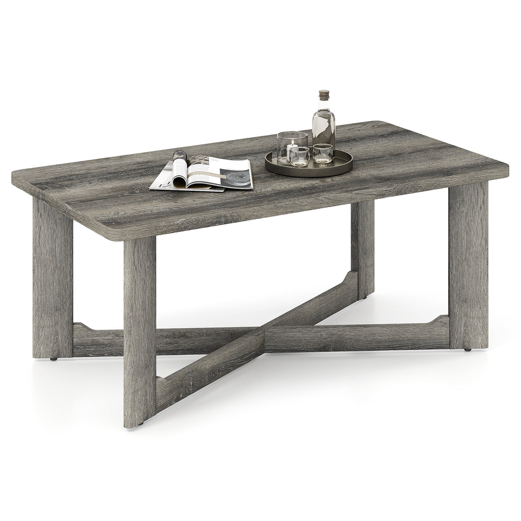 Rectangle Coffee Table with X-Shaped Base - Gray