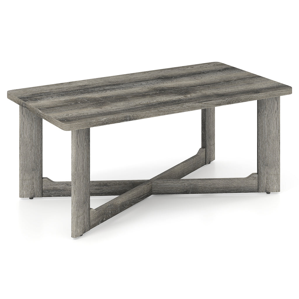 Rectangle Coffee Table with X-Shaped Base - Gray