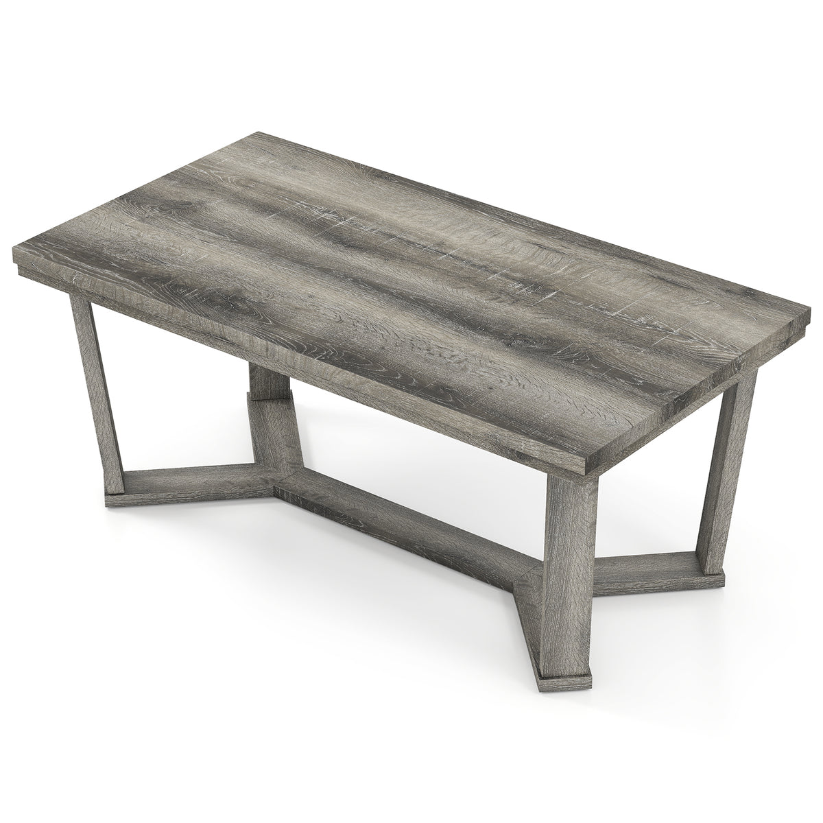 Rectangle Coffee Table with Rubber Wood Base - Gray