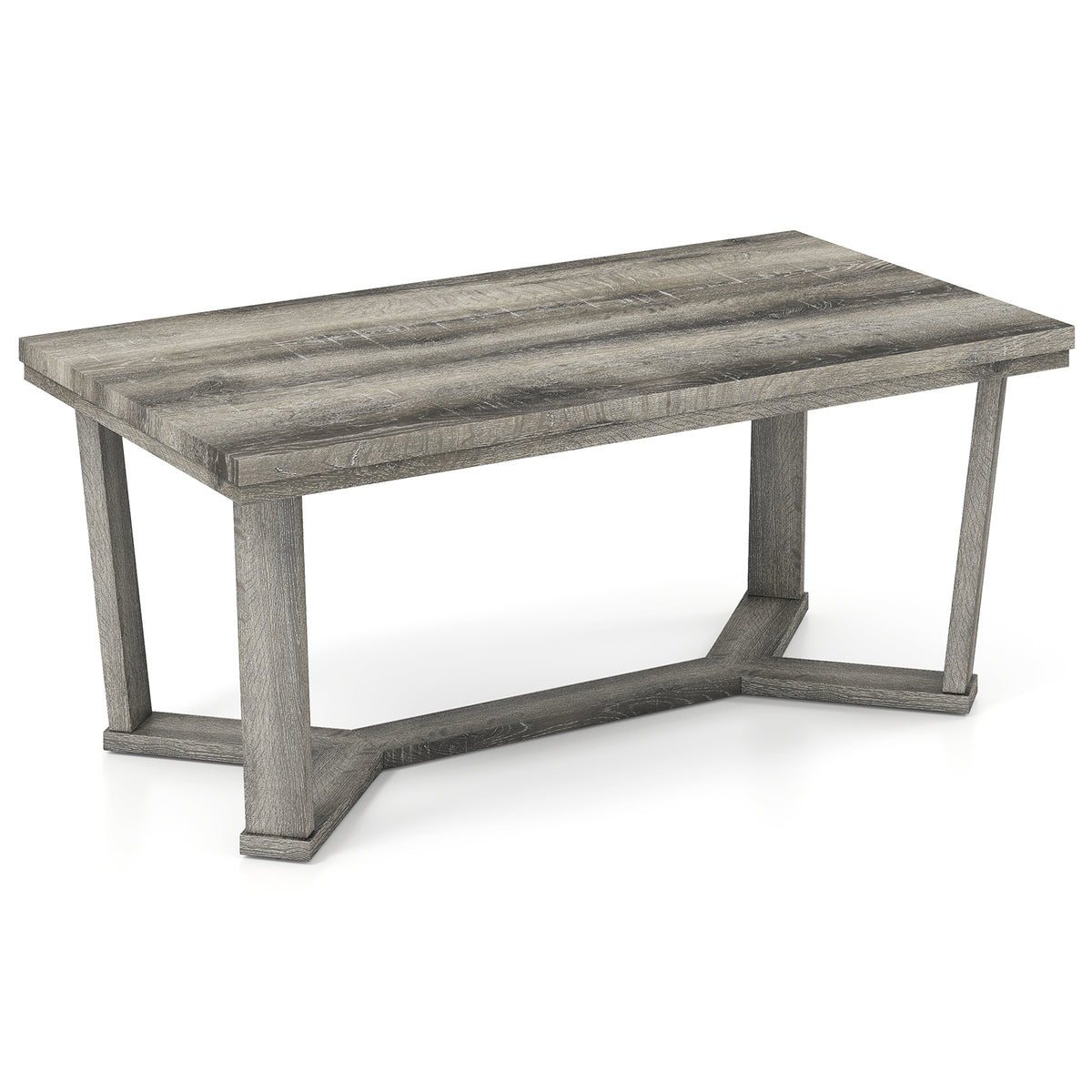 Rectangle Coffee Table with Rubber Wood Base - Gray
