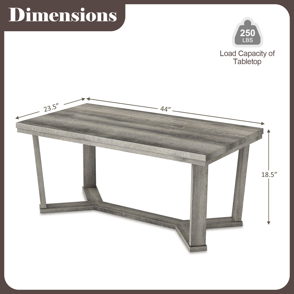 Rectangle Coffee Table with Rubber Wood Base - Gray