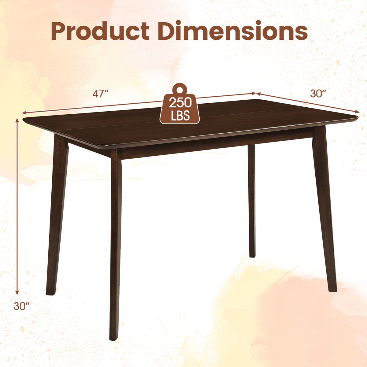 47" Dining Table for 4-6 People, Walnut