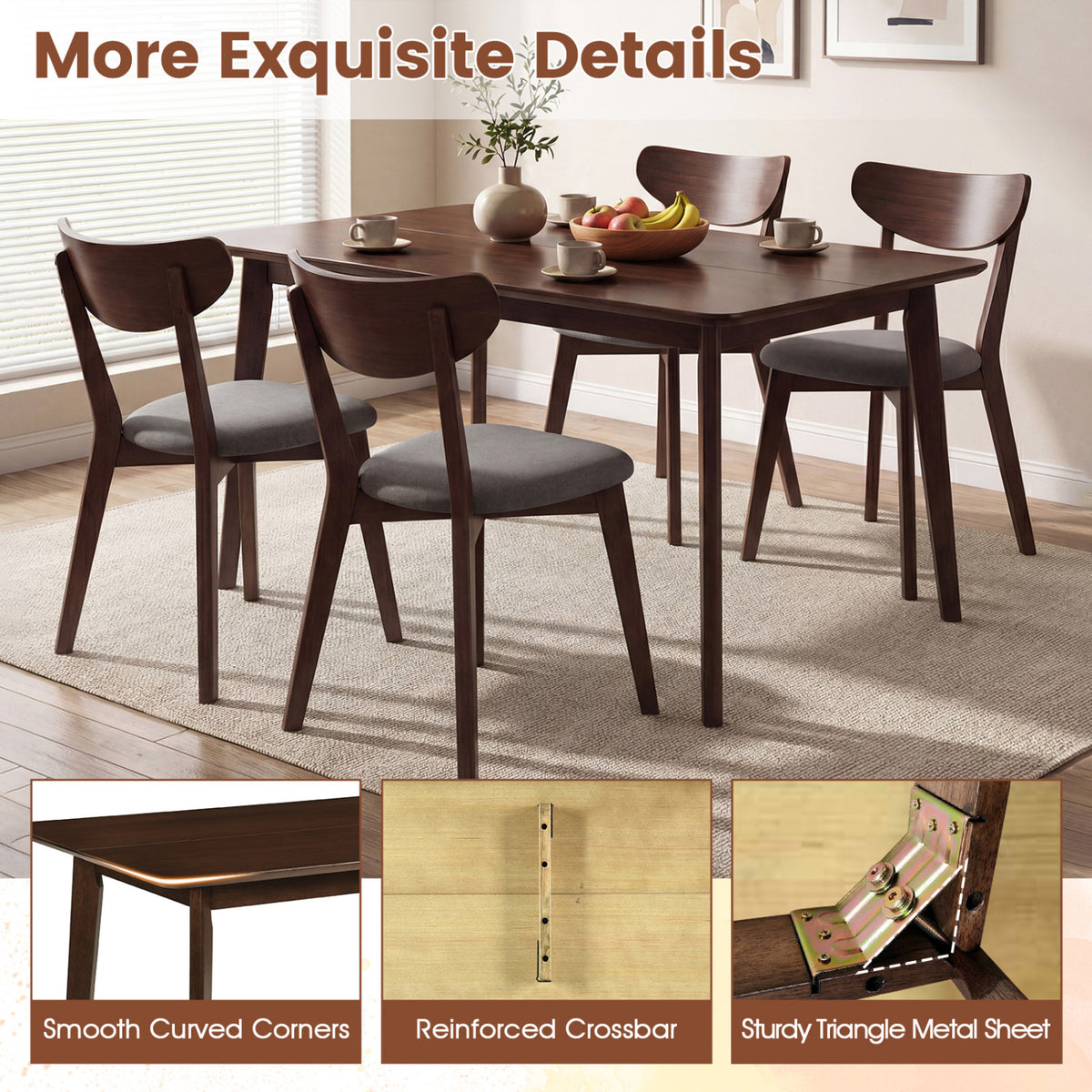 47" Dining Table for 4-6 People, Walnut