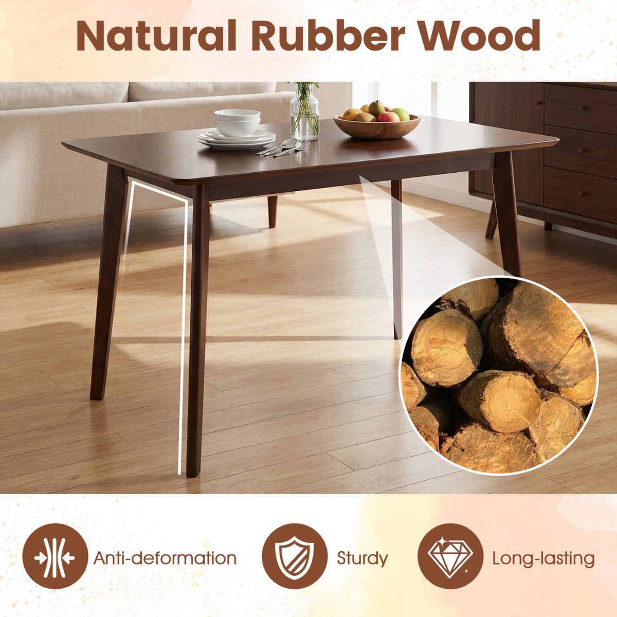 47" Rectangle Dining Table for 4-6 People - Walnut