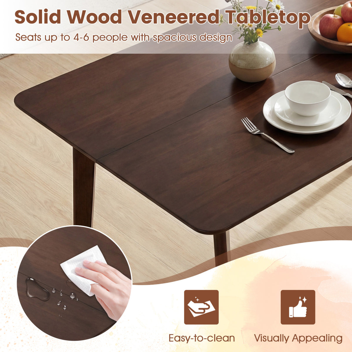 47" Rectangle Dining Table for 4-6 People - Walnut