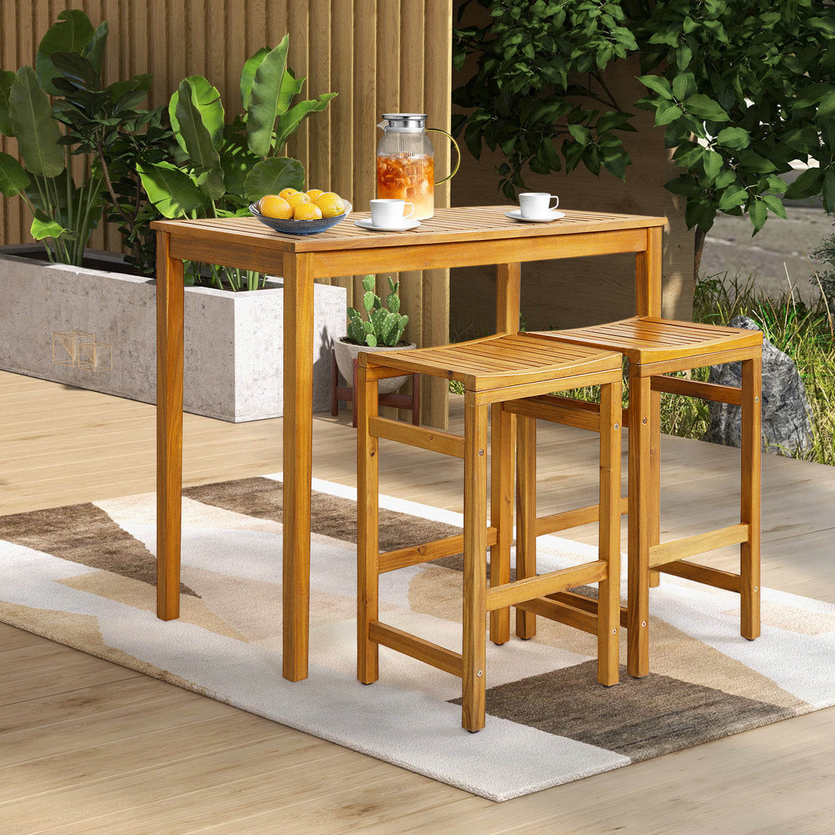45" x 24" Rectangular Bar Height Table – Acacia Wood Outdoor