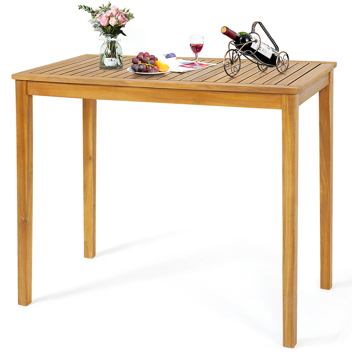45" x 24" Rectangular Bar Height Table – Acacia Wood Outdoor
