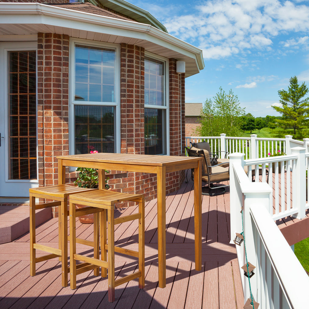 45" x 24" Rectangular Bar Height Table – Acacia Wood Outdoor