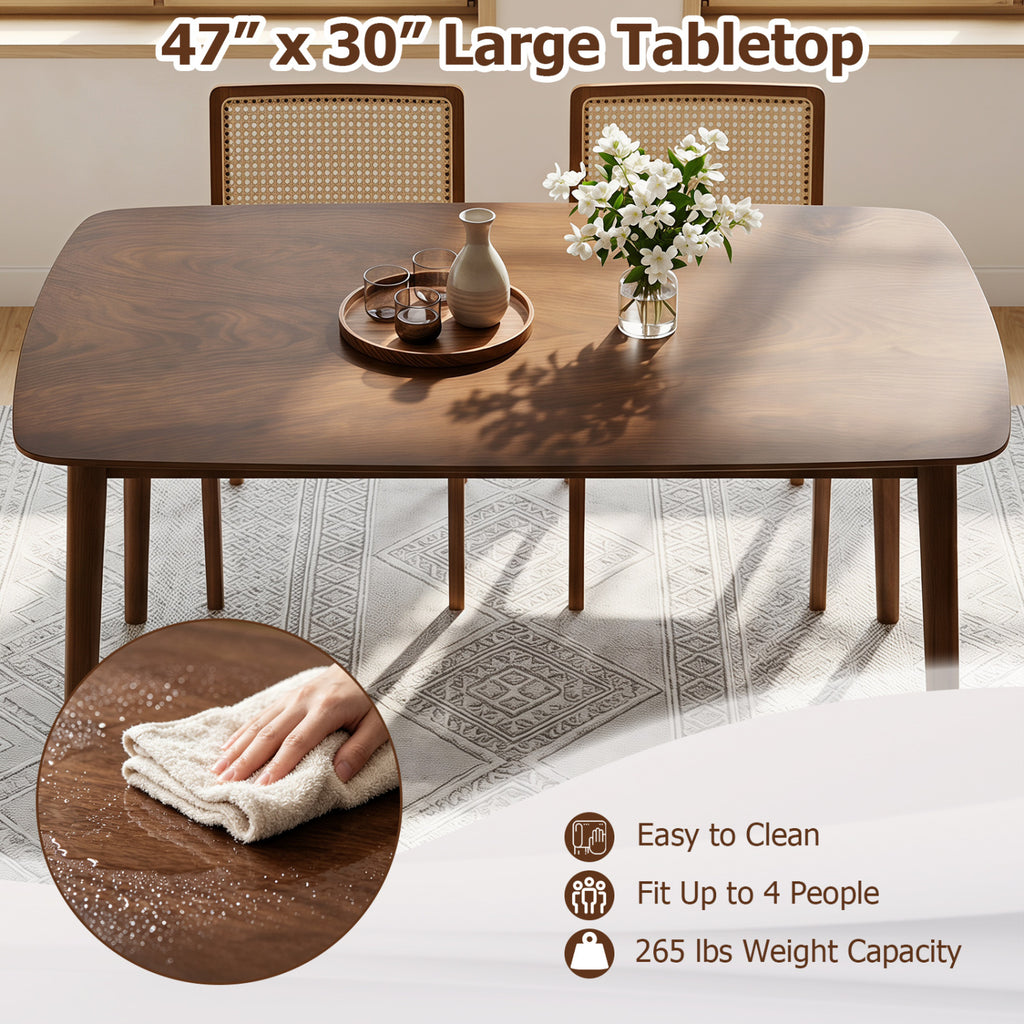 Rectangular Kitchen Table for 4, Coffee - Rubber Wood Dining
