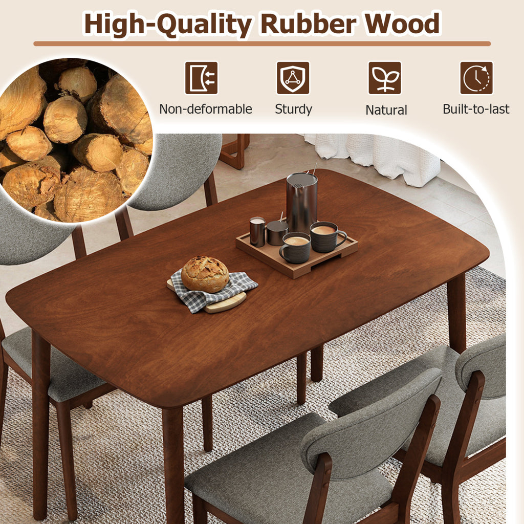 Rectangular Kitchen Table for 4, Coffee - Rubber Wood Dining