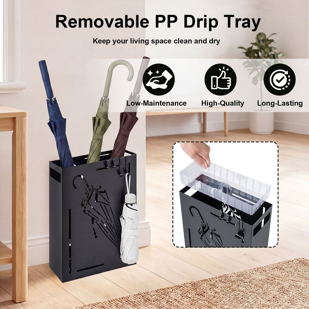 Umbrella Rack with Drip Tray - Black