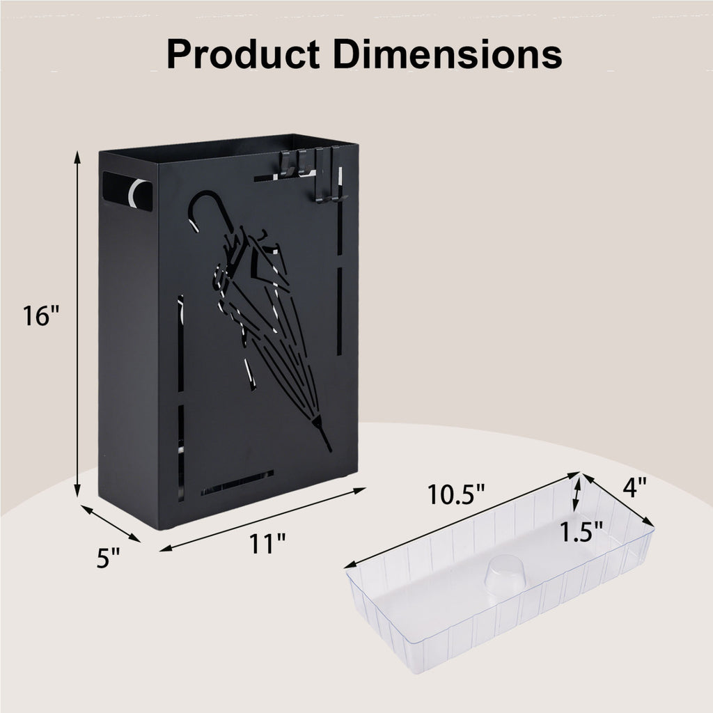Umbrella Rack with Drip Tray - Black