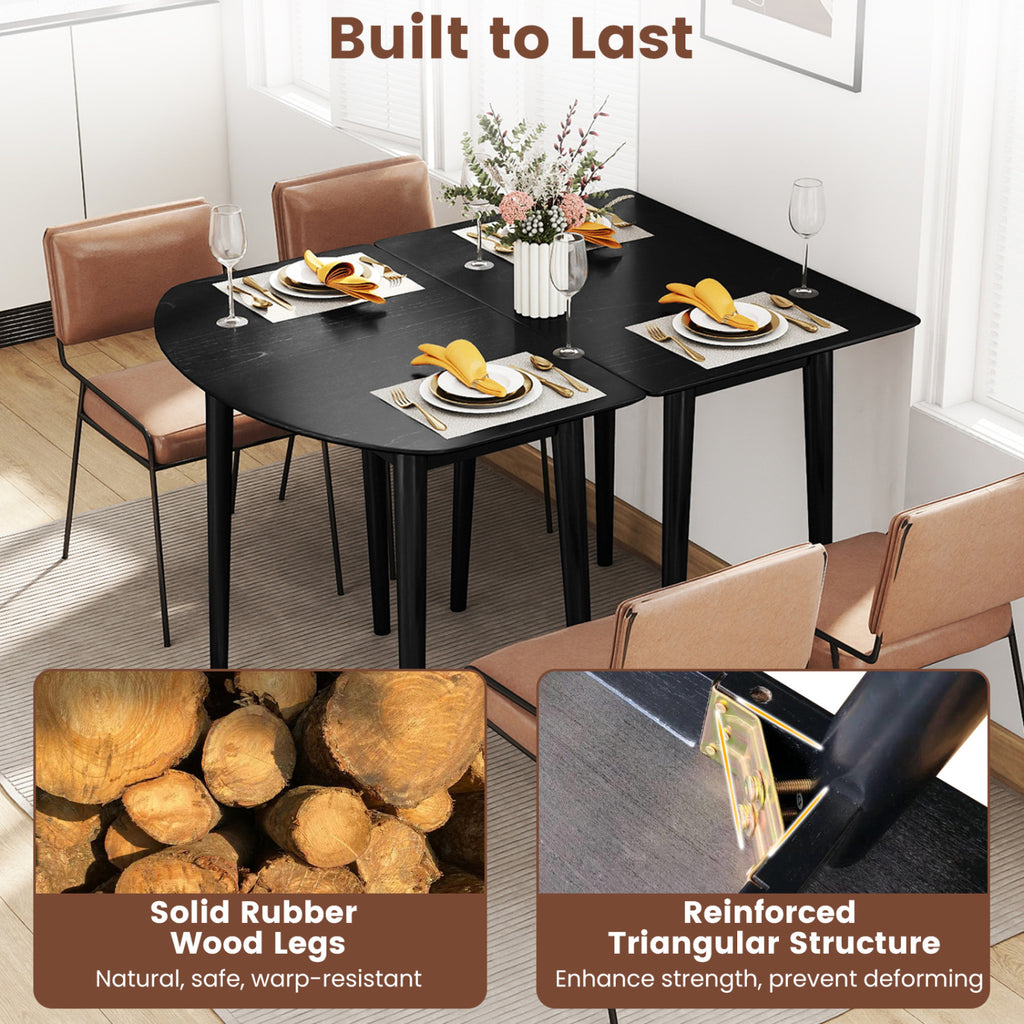 34 Inch Rectangular Dining Table - Black, Solid Wood Kitchen Table