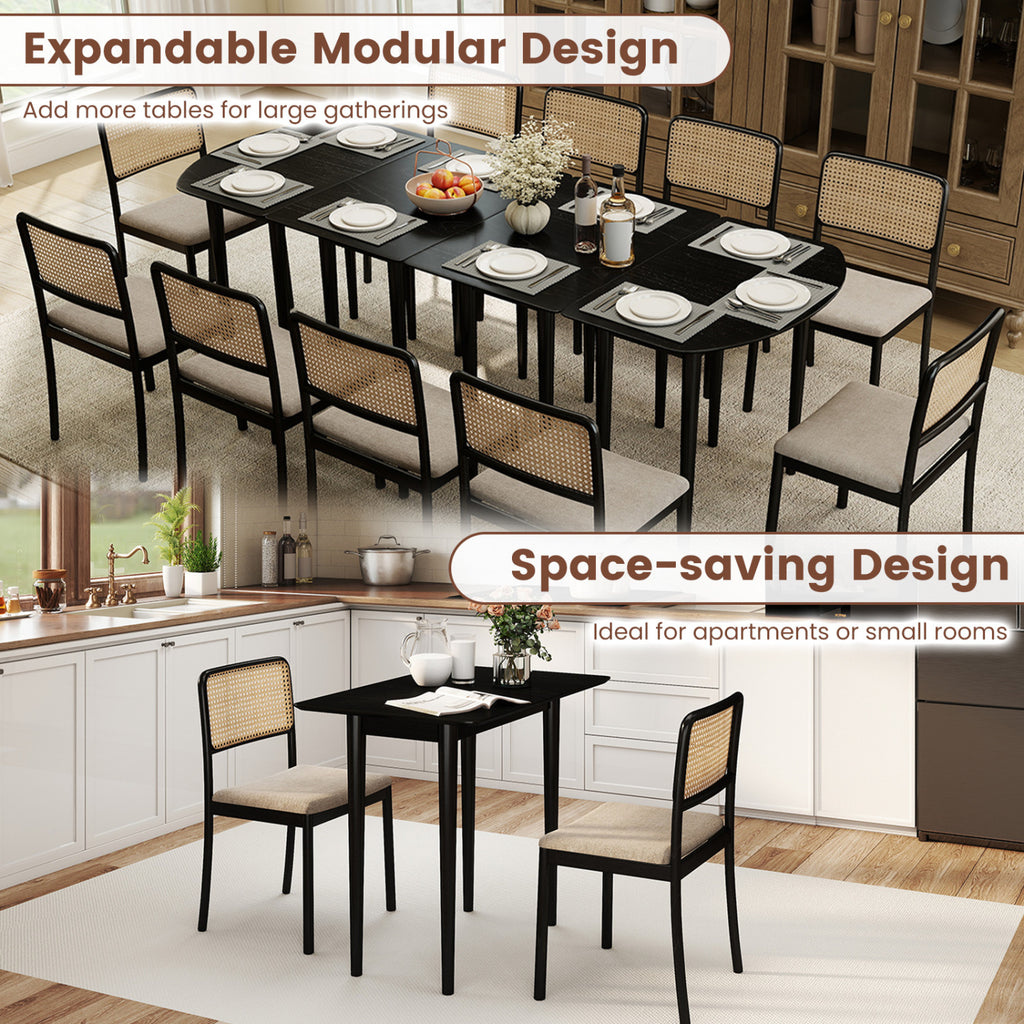 34 Inch Rectangular Dining Table - Black, Solid Wood Kitchen Table