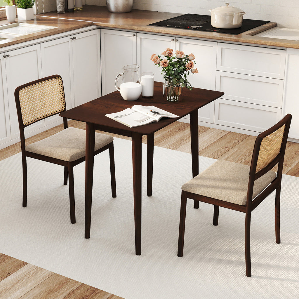 Rectangular Dining Table for 2-4, 34 Inch Walnut Farmhouse