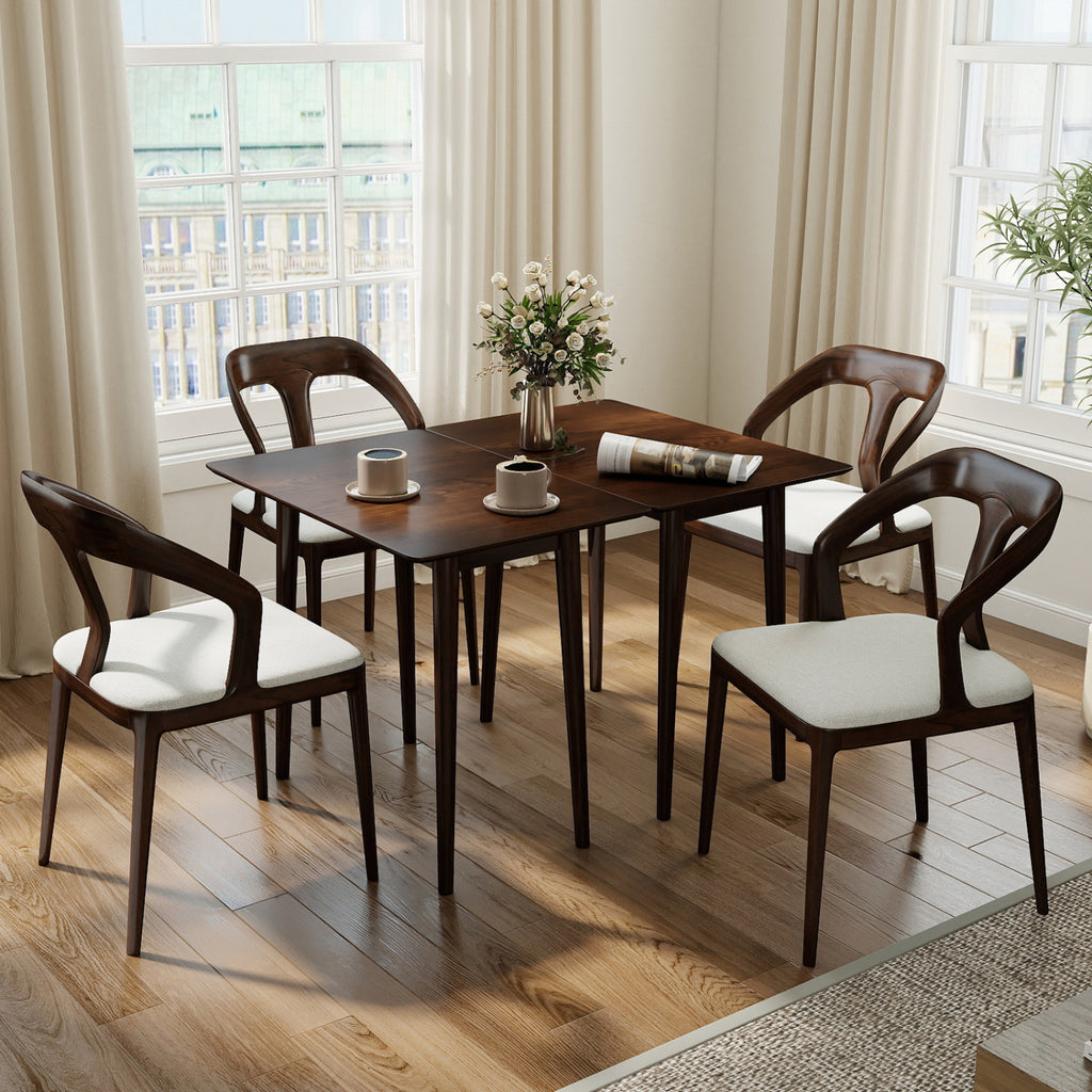 Rectangular Dining Table for 2-4, 34 Inch Walnut Farmhouse