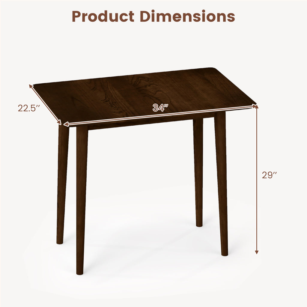 Rectangular Dining Table for 2-4, 34 Inch Walnut Farmhouse