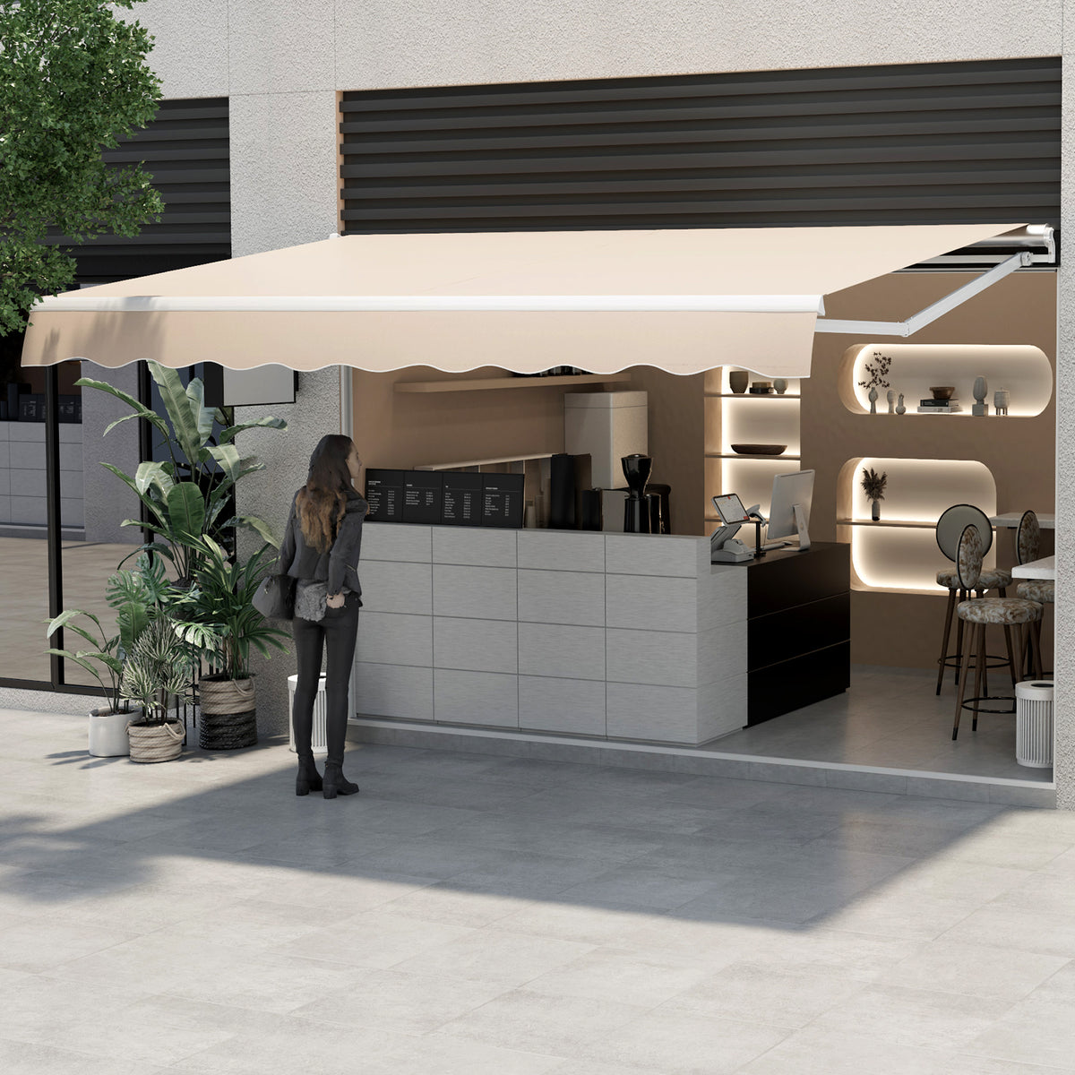 13 × 8 Feet Retractable Patio Awning - Beige