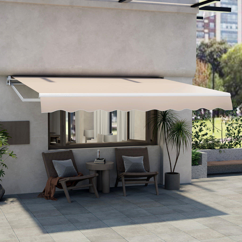 12 x 10 Feet Retractable Patio Awning Aluminum Sunshade Shelter