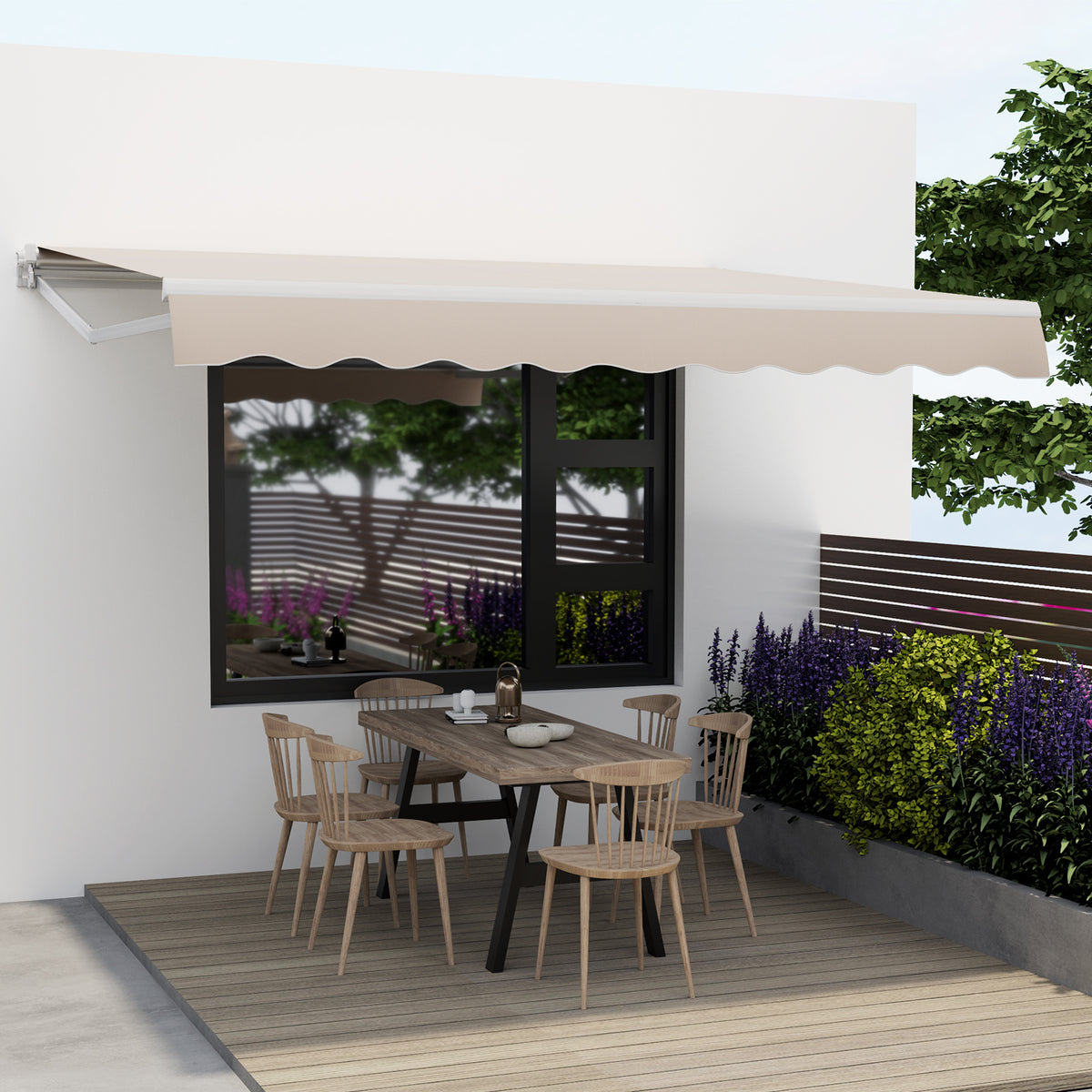 12 x 10 Feet Retractable Patio Awning Aluminum Sunshade Shelter
