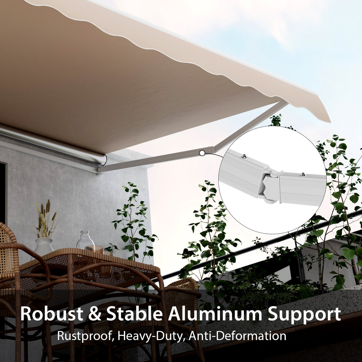 12 x 10 Feet Retractable Patio Awning Aluminum Sunshade Shelter