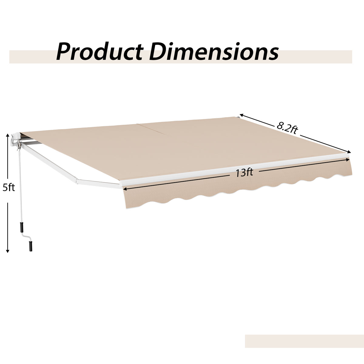 13 × 8 Feet Retractable Patio Awning - Beige