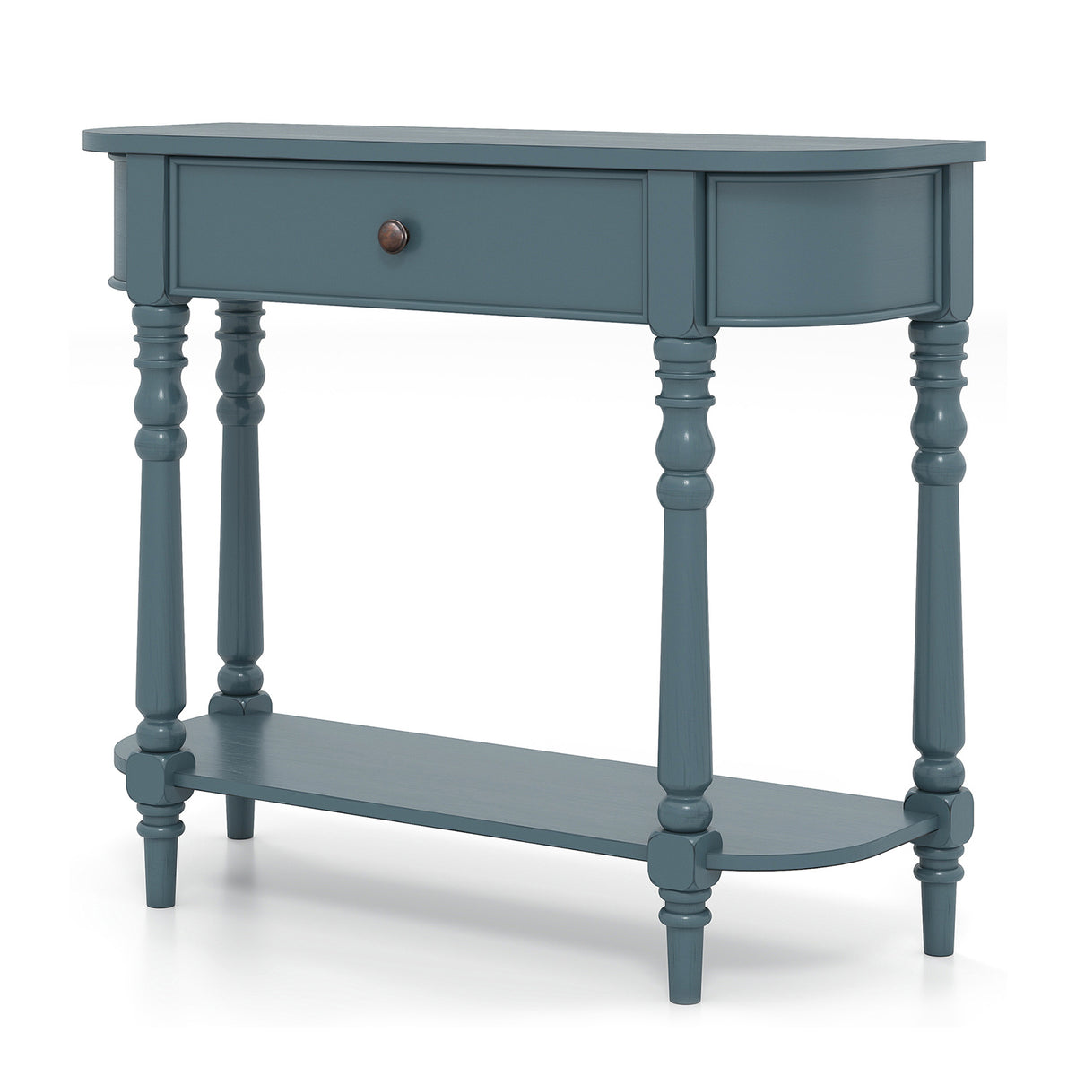 Wooden Console Table 36"L 2-Tier Narrow Entryway Foyer Table - Blue