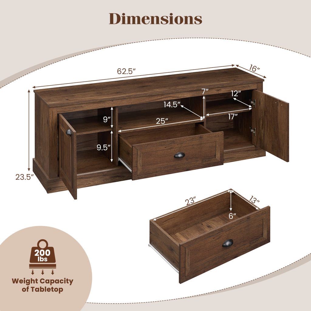 Retro Farmhouse TV Stand for 70" TVs, Brown
