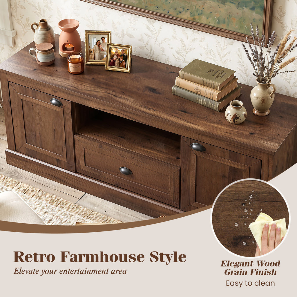 Retro Farmhouse TV Stand for 70" TVs, Brown