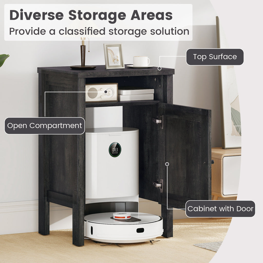 Robot Vacuum Storage Cabinet with Door & Open Shelf - Dark Gray
