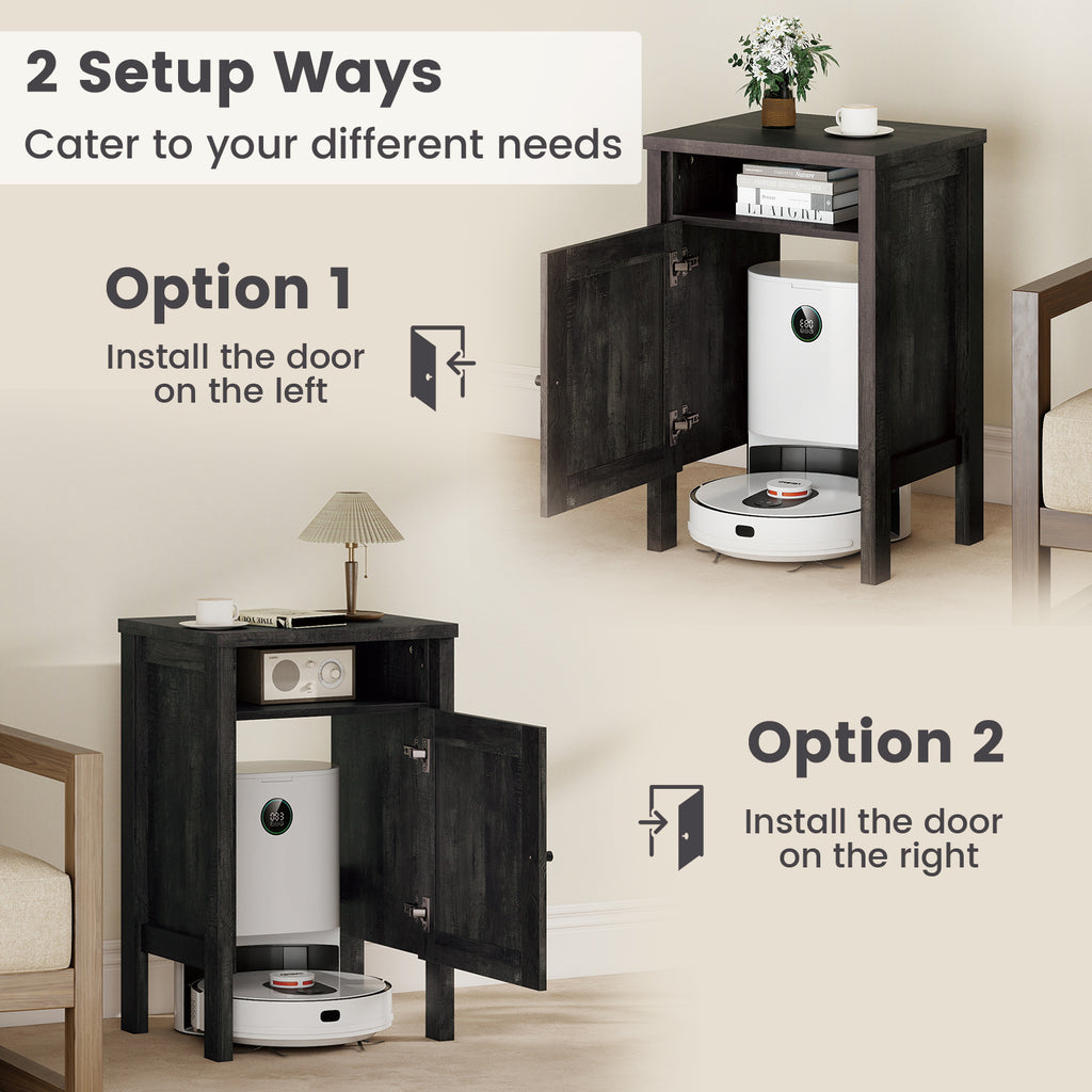 Robot Vacuum Storage Cabinet with Door & Open Shelf - Dark Gray