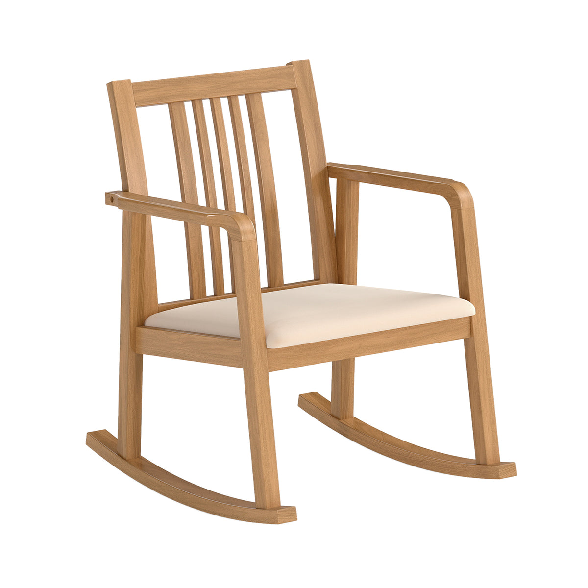 Patio Acacia Wood Rocking Chair Sofa with Armrest and Cushion for