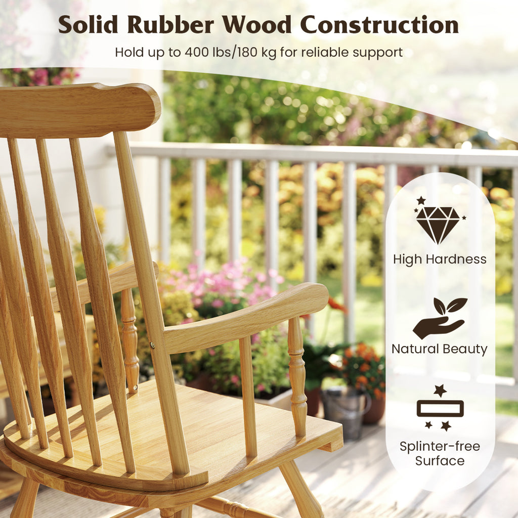 Rocking Chair with Solid Wooden Frame for Garden and Patio