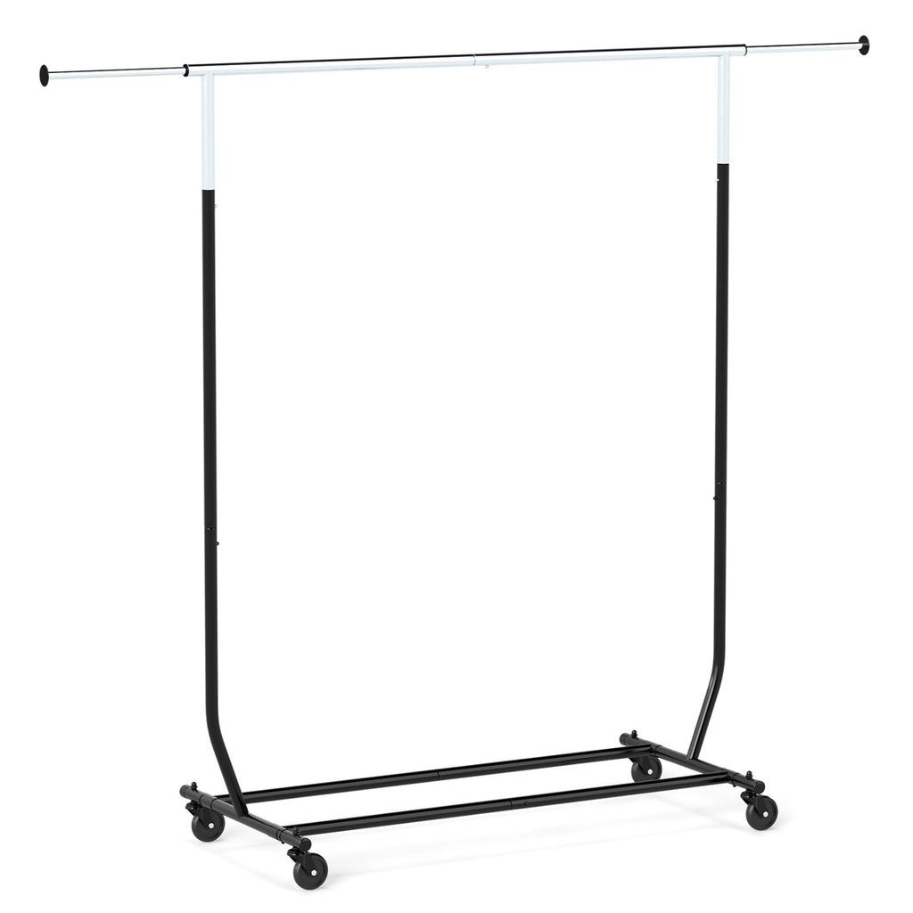 Rolling Clothes Rack Extendable Garment Stand for Hanging
