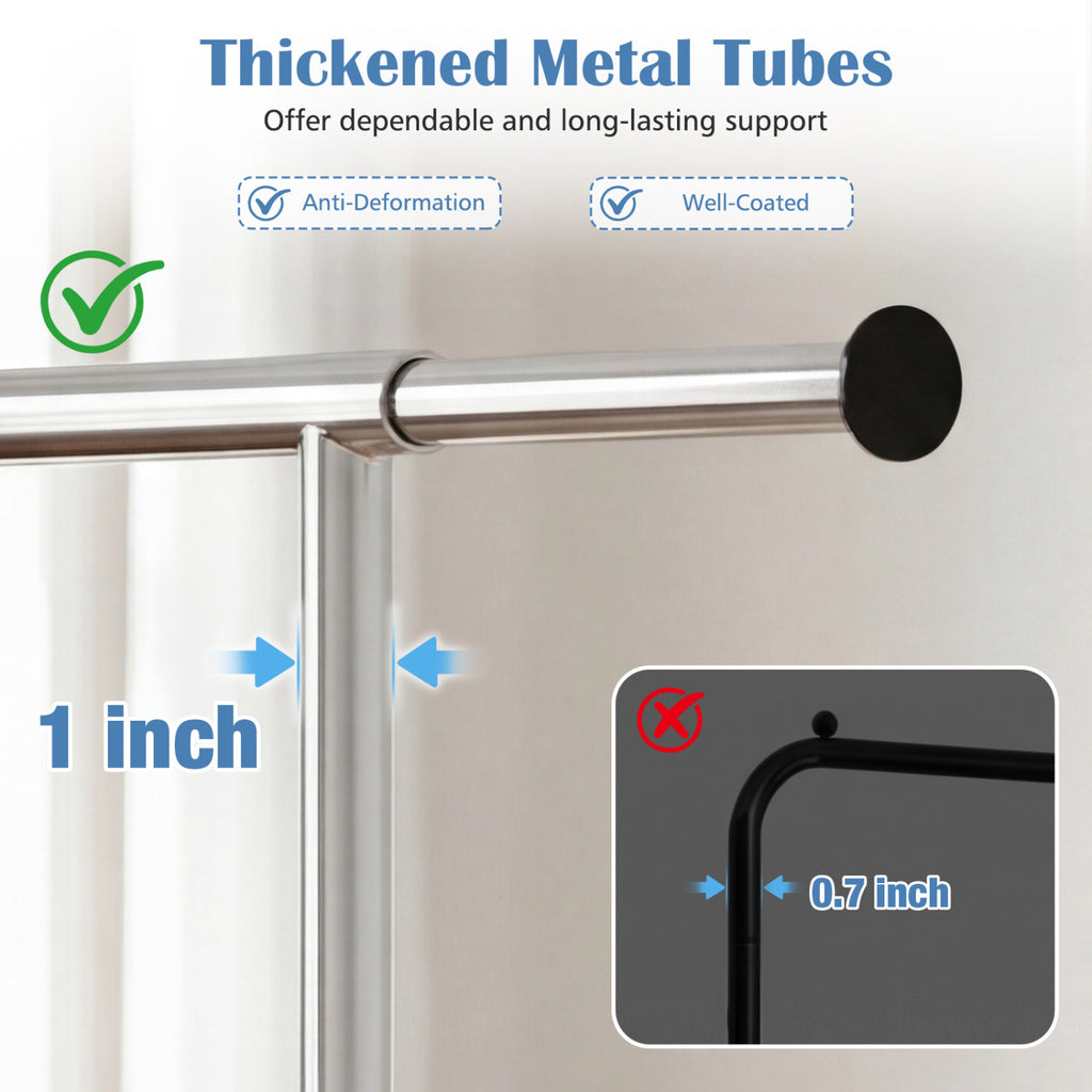 Rolling Clothes Rack Extendable Garment Stand for Hanging